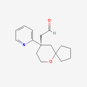 molecular formula C16H21NO2 B8477304 2-[(9R)-9-(pyridin-2-yl)-6-oxaspiro[4.5]decan-9-yl]acetaldehyde 