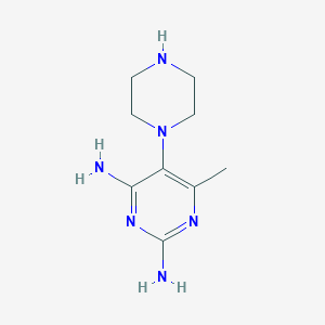 molecular formula C9H16N6 B8477330 6-Methyl-5-(1-piperazinyl)-2,4-pyrimidinediamine 
