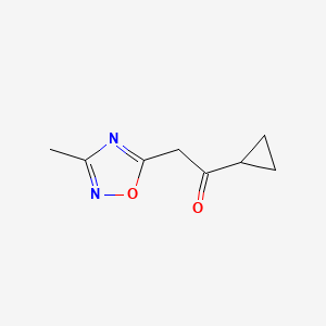 molecular formula C8H10N2O2 B8477396 1-Cyclopropyl-2-(3-methyl-1,2,4-oxadiazol-5-yl)ethanone 