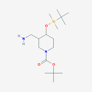 molecular formula C17H36N2O3Si B8477469 Tert-butyl 3-(aminomethyl)-4-(tert-butyldimethylsilyloxy)piperidine-1-carboxylate 