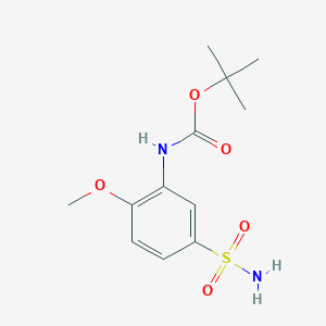 molecular formula C12H18N2O5S B8477474 3-t-Butoxycarbonylamino-4-methoxybenzenesulfonamide 