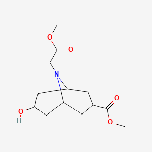 molecular formula C13H21NO5 B8477653 9-Azabicyclo[3.3.1]nonane-9-aceticacid, 3-(methoxycarbonyl)-7-oxo-, methyl ester 
