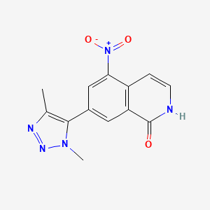 molecular formula C13H11N5O3 B8477687 7-(1,4-dimethyl-1H-1,2,3-triazol-5-yl)-5-nitroisoquinolin-1(2H)-one 