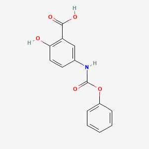 molecular formula C14H11NO5 B8477698 5-Phenyloxycarbonylaminosalicylic acid 