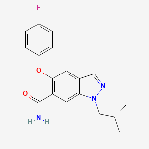 molecular formula C18H18FN3O2 B8477773 1h-Indazole-6-carboxamide,5-(4-fluorophenoxy)-1-(2-methylpropyl)- 