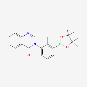 molecular formula C21H23BN2O3 B8477786 3-(2-methyl-3-(4,4,5,5-tetramethyl-1,3,2-dioxaborolan-2-yl)phenyl)quinazolin-4(3H)-one 