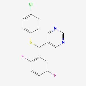 molecular formula C17H11ClF2N2S B8477892 5-{[(4-Chlorophenyl)sulfanyl](2,5-difluorophenyl)methyl}pyrimidine CAS No. 558462-77-4