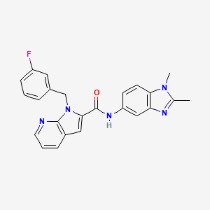 molecular formula C24H20FN5O B8478041 1h-Pyrrolo[2,3-b]pyridine-2-carboxamide,n-(1,2-dimethyl-1h-benzo[d]imidazol-5-yl)-1-[(3-fluorophenyl)methyl]- 