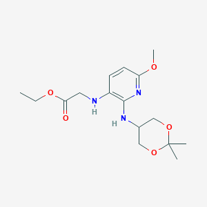 molecular formula C16H25N3O5 B8478119 Ethyl (2-((2,2-dimethyl-1,3-dioxan-5-yl)amino)-6-methoxypyridin-3-yl)glycinate 