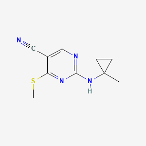 molecular formula C10H12N4S B8478177 2-(1-Methylcyclopropylamino)-4-(methylthio)pyrimidine-5-carbonitrile 