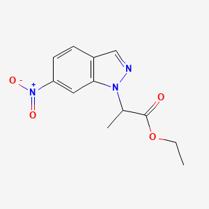 molecular formula C12H13N3O4 B8478225 Ethyl 2-(6-nitroindazol-1-yl)propionate 