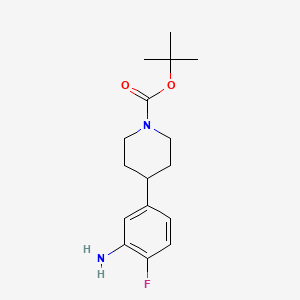 molecular formula C16H23FN2O2 B8478271 Tert-butyl-4-(3-amino-4-fluorophenyl)-1-piperidinecarboxylate 