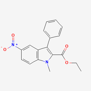 molecular formula C18H16N2O4 B8478304 ethyl 1-methyl-5-nitro-3-phenyl-1H-indole-2-carboxylate CAS No. 155697-64-6