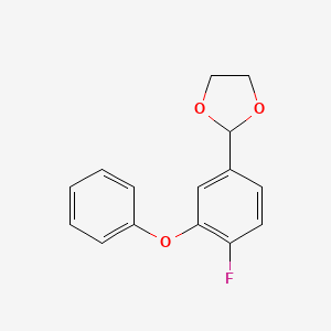 molecular formula C15H13FO3 B8478495 1,3-Dioxolane, 2-(4-fluoro-3-phenoxyphenyl)- CAS No. 77771-05-2