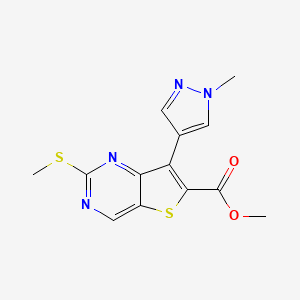 methyl 7-(1-methyl-1H-pyrazol-4-yl)-2-(methylsulfanyl)thieno[3,2-d]pyrimidine-6-carboxylate