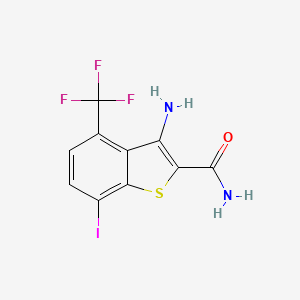 molecular formula C10H6F3IN2OS B8478607 Benzo[b]thiophene-2-carboxamide,3-amino-7-iodo-4-(trifluoromethyl)- 