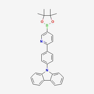 molecular formula C29H27BN2O2 B8478640 9-(4-(5-(4,4,5,5-tetramethyl-1,3,2-dioxaborolan-2-yl)pyridin-2-yl)phenyl)-9H-carbazole 