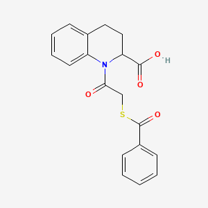 molecular formula C19H17NO4S B8478934 2-Quinolinecarboxylic acid,1-[(benzoylthio)acetyl]-1,2,3,4-tetrahydro- 