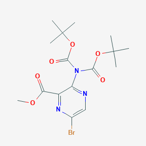 molecular formula C16H22BrN3O6 B8479129 2-Pyrazinecarboxylic acid, 3-[bis[(1,1-dimethylethoxy)carbonyl]amino]-6-bromo-, methyl ester 