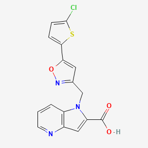molecular formula C16H10ClN3O3S B8479242 1h-Pyrrolo[3,2-b]pyridine-2-carboxylic acid,1-[[5-(5-chloro-2-thienyl)-3-isoxazolyl]methyl]- 