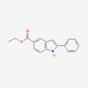 molecular formula C17H15NO2 B8479257 1h-Indole-5-carboxylic acid,2-phenyl-,ethyl ester 