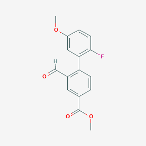 molecular formula C16H13FO4 B8479305 2'-Fluoro-2-formyl-5'-methoxy-biphenyl-4-carboxylic acid methyl ester 