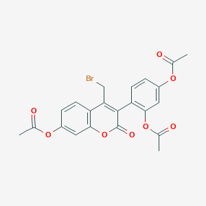 molecular formula C22H17BrO8 B8479378 3-(2,4-Diacetoxyphenyl)-4-(bromomethyl)-7-acetoxycoumarin CAS No. 554430-09-0