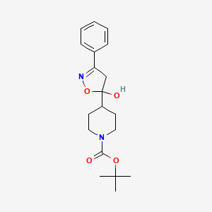 molecular formula C19H26N2O4 B8479416 tert-Butyl 4-(5-hydroxy-3-phenyl-4,5-dihydroisoxazol-5-yl)piperidine-1-carboxylate 