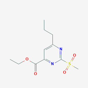 molecular formula C11H16N2O4S B8479490 2-Methanesulfonyl-6-propyl-pyrimidine-4-carboxylic acid ethyl ester 
