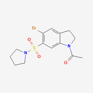 molecular formula C14H17BrN2O3S B8479524 1-[5-Bromo-6-(pyrrolidine-1-sulfonyl)-2,3-dihydro-indol-1-yl]-ethanone 