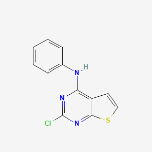 molecular formula C12H8ClN3S B8479552 2-Chloro-4-(phenylamino)thieno[2,3-d]pyrimidine 