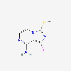 molecular formula C7H7IN4S B8479574 1-Iodo-3-methylsulfanyl-imidazo[1,5-a]pyrazin-8-ylamine 
