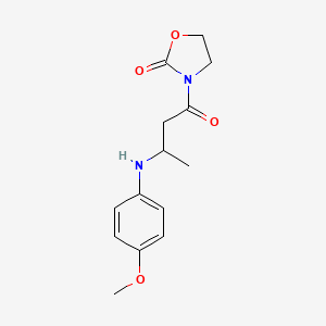 molecular formula C14H18N2O4 B8479691 3-[3-(4-Methoxyphenylamino)butyryl]-1,3-oxazolidin-2-one CAS No. 615267-94-2