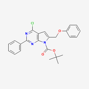 molecular formula C24H22ClN3O3 B8479817 4-Chloro-6-phenoxymethyl-2-phenyl-pyrrolo[2,3-d]pyrimidine-7-carboxylic acid tert-butyl ester 