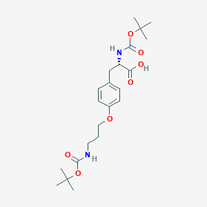 molecular formula C22H34N2O7 B8479897 N-tert-butoxycarbonyl-O-(3-tert-butoxycarbonylaminopropyl)-L-tyrosine 