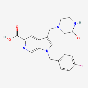 1h-Pyrrolo[2,3-c]pyridine-5-carboxylic acid,1-[(4-fluorophenyl)methyl]-3-[(3-oxo-1-piperazinyl)methyl]-