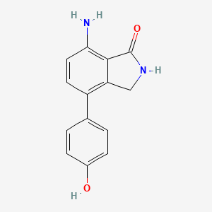 molecular formula C14H12N2O2 B8480251 1h-Isoindol-1-one,7-amino-2,3-dihydro-4-(4-hydroxyphenyl)- 