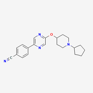 molecular formula C21H24N4O B8480308 Benzonitrile, 4-[5-[(1-cyclopentyl-4-piperidinyl)oxy]pyrazinyl]- CAS No. 832735-07-6