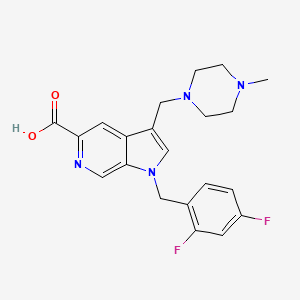 molecular formula C21H22F2N4O2 B8480540 1h-Pyrrolo[2,3-c]pyridine-5-carboxylic acid,1-[(2,4-difluorophenyl)methyl]-3-[(4-methyl-1-piperazinyl)methyl]- 