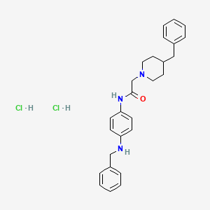 molecular formula C27H33Cl2N3O B8480687 1-Piperidineacetamide,4-(phenylmethyl)-n-[4-[(phenylmethyl)amino]phenyl]-,dihydrochloride 