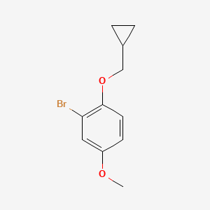 molecular formula C11H13BrO2 B8480724 1-Bromo-2-cyclopropylmethoxy-5-methoxy-benzene 