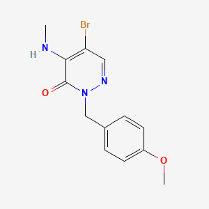 molecular formula C13H14BrN3O2 B8480858 2-(4-methoxybenzyl)-5-bromo-4-(methylamino)pyridazin-3(2H)-one 