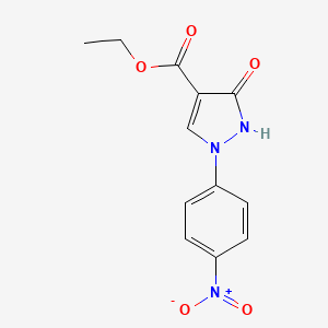 molecular formula C12H11N3O5 B8480899 4-Ethoxycarbonyl-2-(4-nitrophenyl)-3-pyrazolin-5-one 