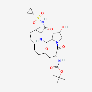 molecular formula C26H40N4O8S B8480982 (4-Cyclopropanesulfonylaminocarbonyl-18-hydroxy-2,15-dioxo-3,16-diaza-tricyclo[14.3.0.04,6]nonadec-7-en-14-yl)-carbamic acid tert-butyl ester 