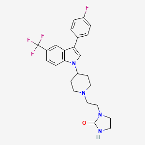 molecular formula C25H26F4N4O B8480995 2-Imidazolidinone,1-[2-[4-[3-(4-fluorophenyl)-5-(trifluoromethyl)-1h-indol-1-yl]-1-piperidinyl]ethyl]- 