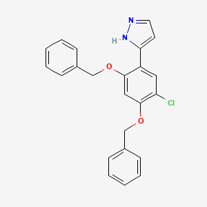 molecular formula C23H19ClN2O2 B8481040 5-[2,4-Bis(benzyloxy)-5-chlorophenyl]-1H-pyrazole CAS No. 558645-43-5