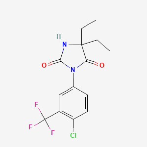 molecular formula C14H14ClF3N2O2 B8481279 Hydantoin, 3-(4-chloro-alpha,alpha,alpha-trifluoro-m-tolyl)-5,5-diethyl- CAS No. 70974-25-3