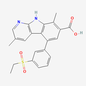 molecular formula C22H20N2O4S B8481611 5-(3-(ethylsulfonyl)phenyl)-3,8-dimethyl-9H-pyrido[2,3-b]indole-7-carboxylic acid 