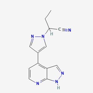 molecular formula C13H12N6 B8482121 2-(4-(1H-pyrazolo[3,4-b]pyridin-4-yl)-1H-pyrazol-1-yl)butanenitrile 