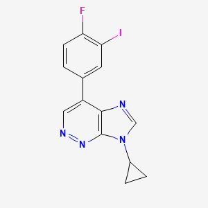 molecular formula C14H10FIN4 B8482534 9-Cyclopropyl-6-(4-fluoro-3-iodophenyl)-9H-imidazo[4,5-c]pyridazine 